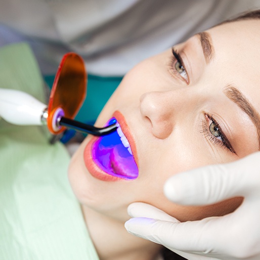 Patient receiving cosmetic dental bonding