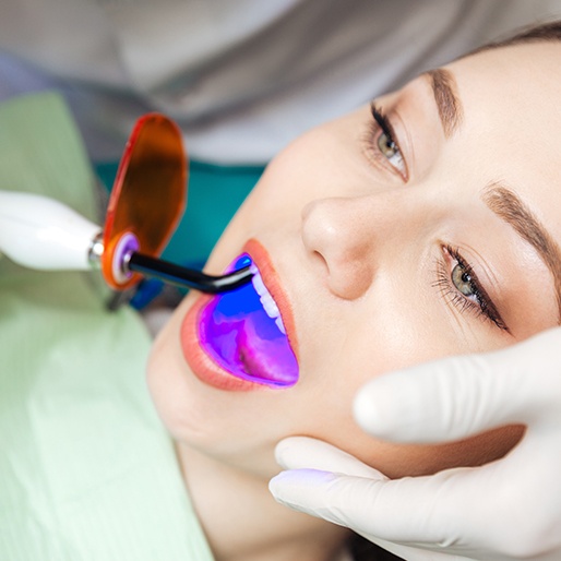 Patient receiving cosmetic dental bonding