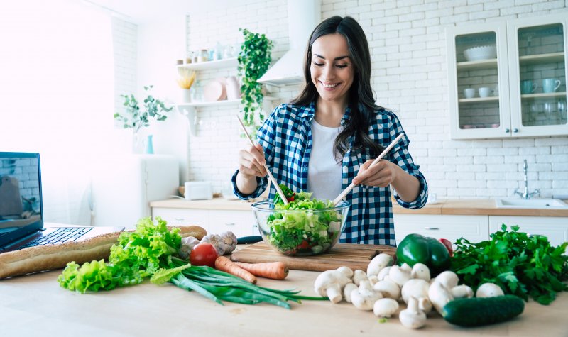 Woman preparing vegetables